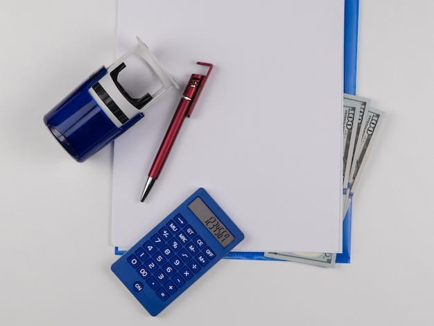 A detailed tax form with a pen resting on it, surrounded by calculating tools and a small money bag, signifying tax planning and financial optimization.