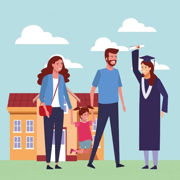 A young graduate celebrating with their family, symbolizing the successful outcome of college savings.