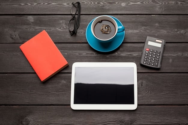 A tax document being filled out on a laptop, with a calculator and coffee cup nearby, symbolizing careful financial planning for tax season. The scene is bright and organized.