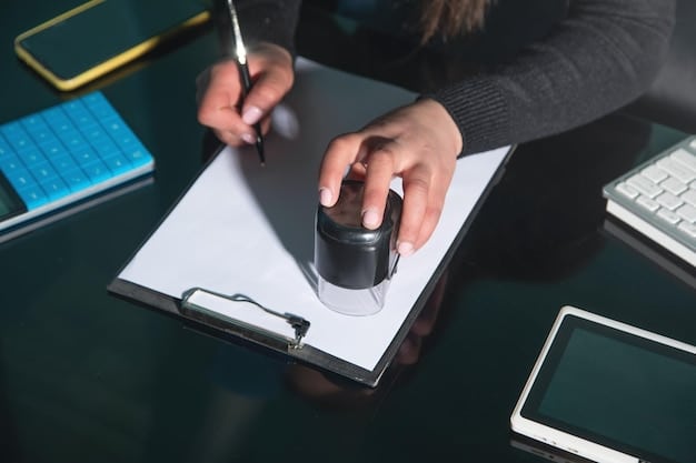 A close-up of hands filling out complex government forms, with a pen and calculator nearby, illustrating the meticulous nature of the application process.