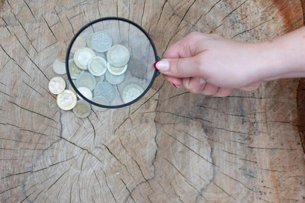 A person's hand holding a magnifying glass over a diagram showing multiple overlaid financial incentives (tax credits, rebates, loans) converging on a solar panel icon. The background features a blurred image of financial charts and green energy symbols.